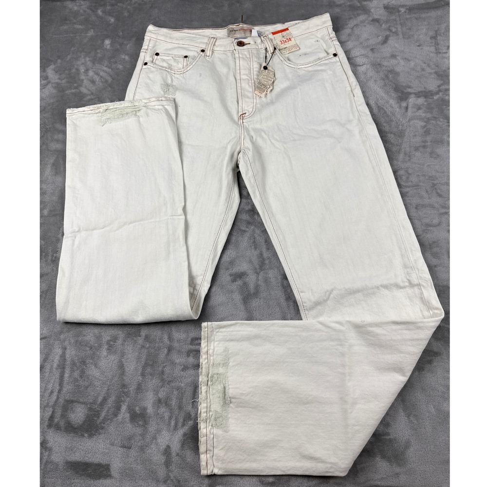 Old Navy Special Edition Straight Cut White Jeans Mens 33x34 Distressed Cotton